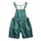 Green Overall Shorts With Buttons - Stylish And Comfortable