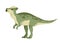 Green Pachycephalosaurus. Cute dinosaur, cartoon design. Flat  illustration isolated on white background. Animal of jurassic