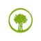 Green paint drawn trees logo isolated on white. organic symbol. Natural, fresh, eco logo