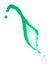 Green paint liquid fly in mid air, apple vegetable juice falling scatter, explosion float in shape form droplet line. White