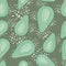 Green palette dark random seamless pattern with avocados. SImple fruit ornament on grey background with splashes