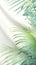 Green palm leaves pattern overlay on soft blur white fabric