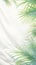 Green palm leaves pattern overlay on soft blur white fabric