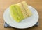 Green Pandan and Vanilla Chiffon Cake on A Dish