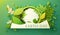 Green paper cut design as world decorate by forest and leaf with cute design to encourage saving world. Earth day, a
