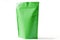 Green paper doypack standup food packaging pouch with zipper on white background