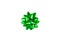 Green paper holiday bow over white isolated background. Single object. Mockup. Top view