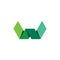 green paper letter w ribbon vecror logo icon
