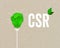 Green paper light bulb metaphor for recycling and acronym CSR - corporate social responsibility renewable energy green climate con