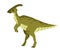 Green parasaurolophus. Cute dinosaur, cartoon design. Flat  illustration isolated on white background. Animal of jurassic