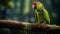 Green Parrot Perched On Branch: A Narrative-driven Visual Storytelling