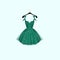 Green party dress. Vector illustration