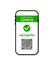 Green pass in covid passport. Certificate of vaccine from corona on smartphone screen. App in phone about immune, test of covid