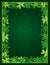 Green Patricks Day background with frame of green clovers. Patrick`s Day holiday design. Can be used for wallpaper, web, scrap