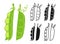 Green Pea cartoon linear symbol set style silhouette peas bean vegetable icon organic food design