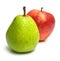 Green pear and red apple