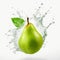 Green Pear Water Splash: Layered Imagery With Subtle Irony