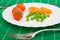 Green peas, carrot and cherry tomato