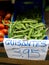 Green peas pods in a market