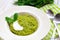 Green pease puree pudding with spinach and spices