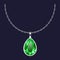 Green pendant necklace icon, realistic style