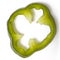 Green pepper slice on white