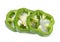 Green pepper slice on white background