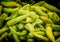 Green peppers on Ljubljana central market in Slovenia