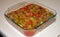Green peppers, onions, tomato sauce casserole