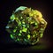 Green Peridot crystal gem isolated on black background.