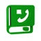 Green Phone book icon isolated on transparent background. Address book. Telephone directory.