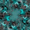 Green phosphorescent swirls fractal, abstract background