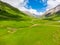 Green picturesque Caucasus Gorge on a sunny day in June