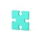 Green piece square jigsaw 3d icon. Volumetric element with creative solution