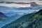 Green pine forests in twilight Carnic and Gailtal Alps Austria