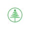 Green pine tree triangle geometric linear circle symbol logo vector