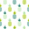 Green pineapple seamless fruit pattern.