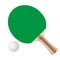 Green ping pong paddle and ball, vector design