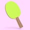 Green ping pong racket for table tennis isolated on pink background
