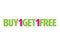 Green and Pink Buy one get one free one line icon