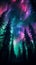 Green and pink glow over the forest at night wallpaper smartphone
