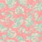 Green and pink  ornate seahorse, starfish and seashell seamless pattern background with stamp texture overlay