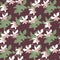 Green and pink random hawaii flowers seamless nature pattern. Dark purple background. Miami backdrop