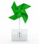 Green pinwheel over energy plug