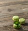 Green pistachio french macaron cookies and mint