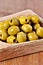 Green pitted marinated olives