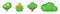 Green pixel trees in garden. Plants retro 8bit graphics for pc games and vector presentations