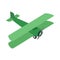 Green plane icon, isometric 3d style