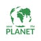 Green planet Earth on a white background. Concept save the planet