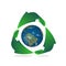 Green planet. Ecology concept. Concept with green arrows. Recycling concept